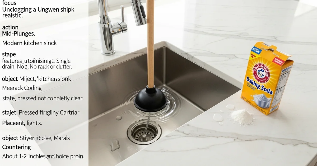 Underside of a kitchen sink showing a garbage disposal unit with a hand pointing to the red reset button on the bottom